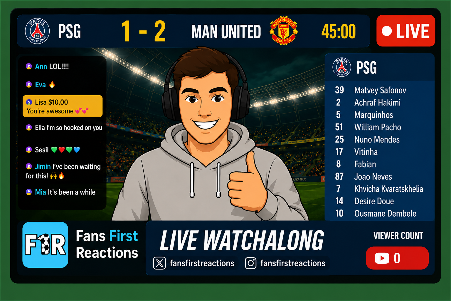 Live football watchalong overlay